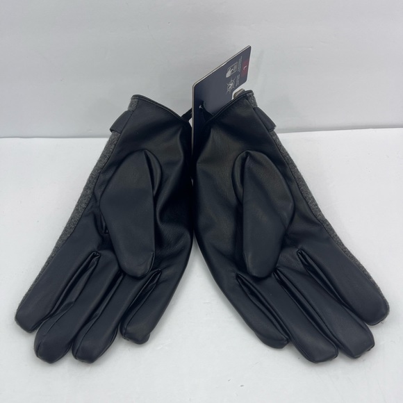 THE ORIGINAL BEN SHERMAN, MENS WARM GLOVES, FAUX WOOL & LEATHER, GREY & BLACK,XL - Picture 4 of 13